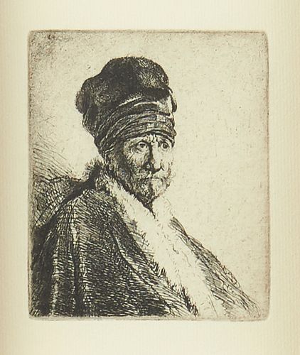 After Rembrandt "Bust of Man Wearing a High Cap" Etching