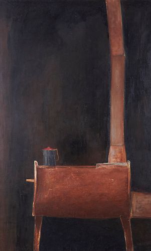 Robert Meadows "Barrel Stove" Oil on Canvas
