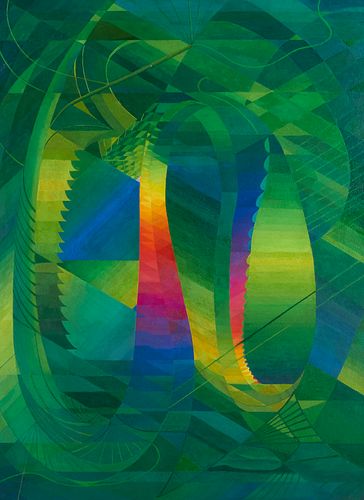 Hilaire Hiler "Amazonas: Structures in Green" Oil Painting