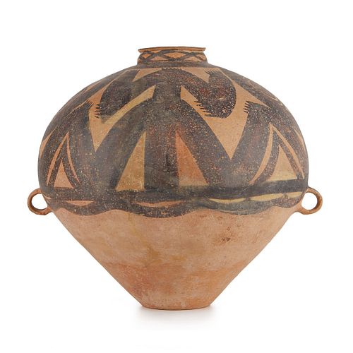 Chinese Terracotta Neolithic Pot - Humanoid Decoration