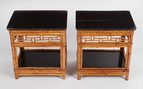Pair of Chinese Bamboo Lacquer Side Tables