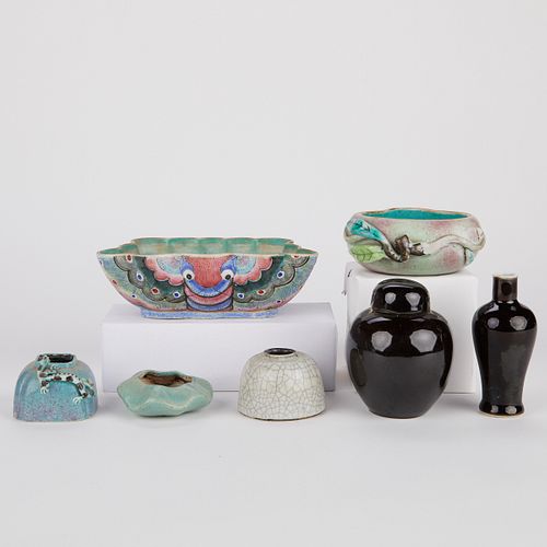 Grp: 7 Chinese 19th C. Porcelain Wares