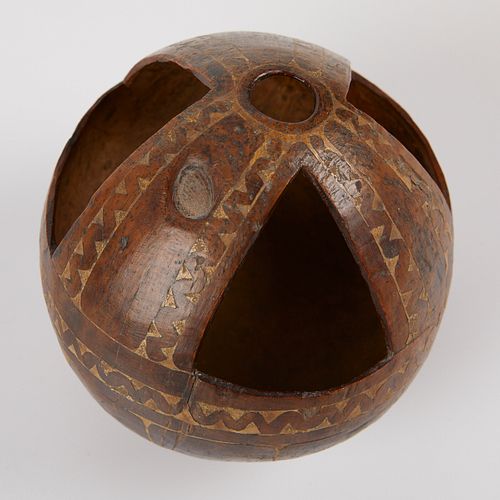 Early New Guinea Carved Coconut Vessel