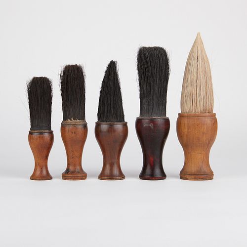 Grp: 5 Chinese Wooden Calligraphy Brushes