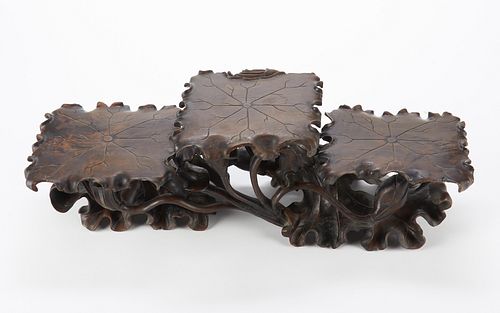 19th C. Chinese Rosewood 3-Platform Stand