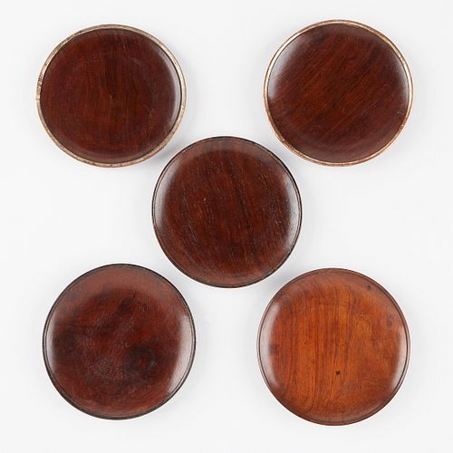 Set of 5 Chinese Qing Rosewood Saucers