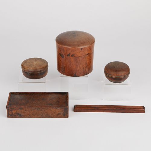 Grp: 5 Scholar's Vessels - Brush Box, Scroll Weight, 3 Paste Boxes
