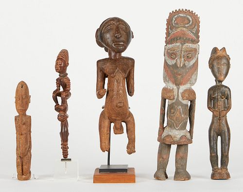 Grp: 5 20th c. African Carved Wood Figures