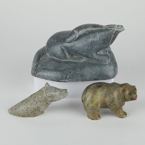 Grp: Stone Carvings Seal, Bear, and Wolf
