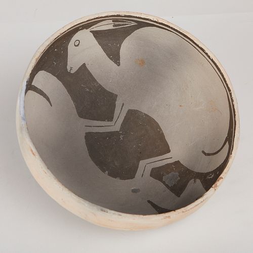 Mimbres Two Rabbits Pottery Bowl