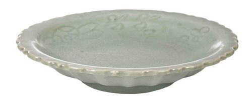 Chinese Celadon Glazed Scalloped Dish