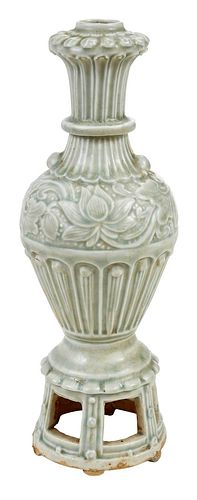 Chinese Archaistic 'Lotus' Vase with Integral Stand
