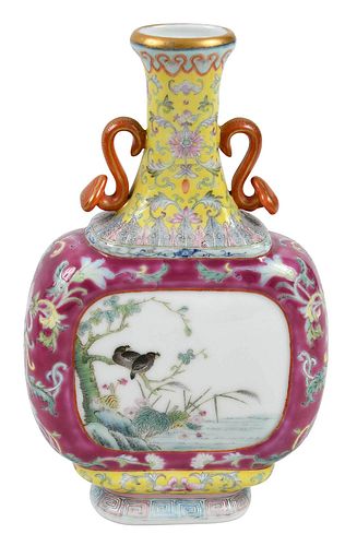 Chinese Famille Rose Porcelain Vase, Cloth Box