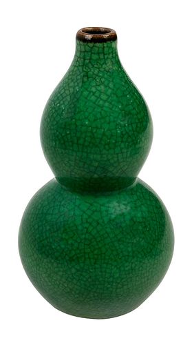 Green Porcelain Crackle Glaze Double Gourd Vase