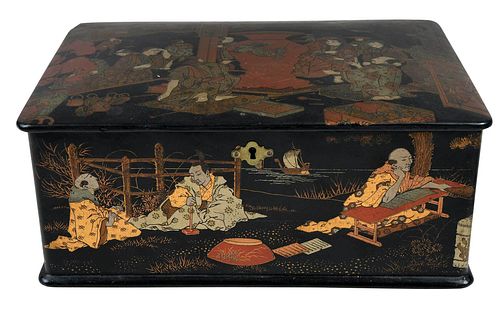 Japanese Lacquered and Gilt Decorated Box