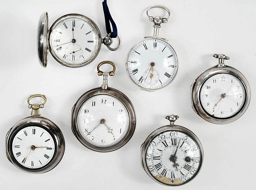 Six English Silver Pocket Watches 