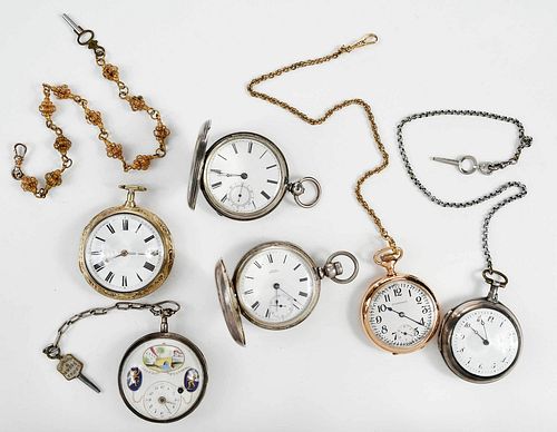 Six Assorted Silver Pockets Watches 