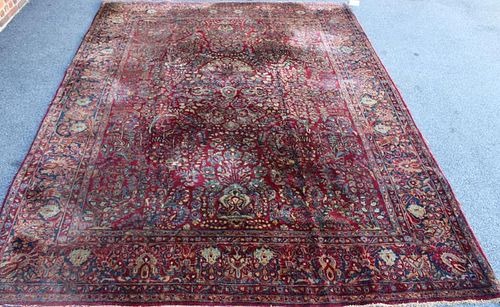 Antique Handmade Roomsize Sarouk Carpet.