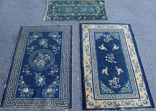 3 Antique Chinese Throw Rugs.