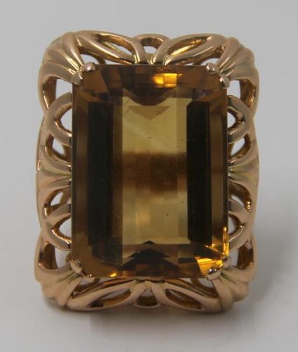 JEWELRY. 14kt Gold and Citrine Ring.