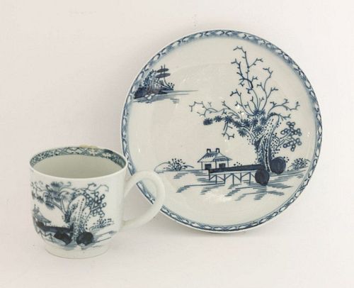 A Liverpool blue and white Coffee Cup and Saucer,