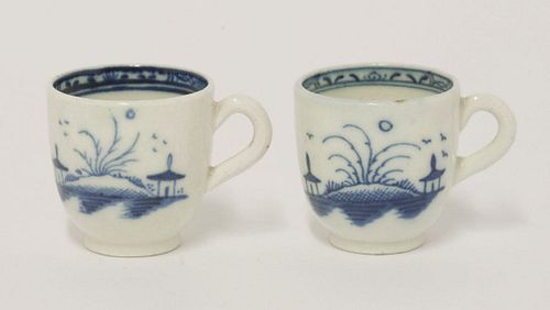 Two miniature Caughley blue and white Cups,