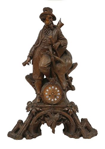 A Swiss Black Forest clock group, attributed to Johann