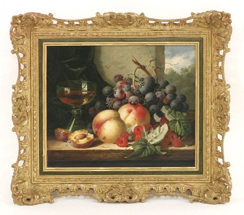 Edward Ladell (1821-1886) STILL LIFE OF APPLES, PLUMS,