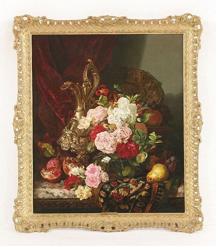 Edward Ladell (1821-1886) STILL LIFE OF ROSES IN AN