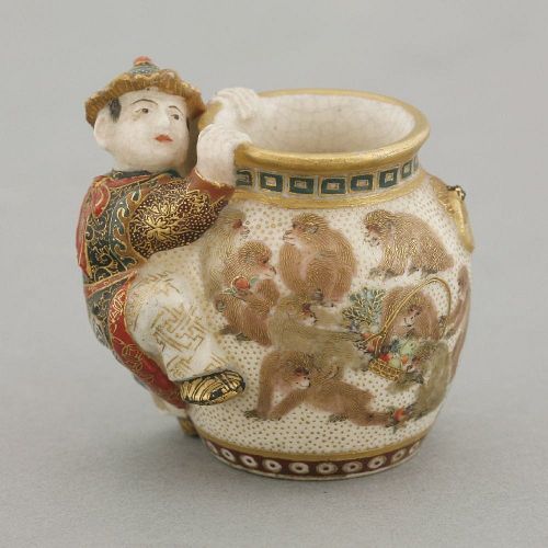 A rare miniature Kyoto â€˜Satsumaâ€™ jar, c.1885, the