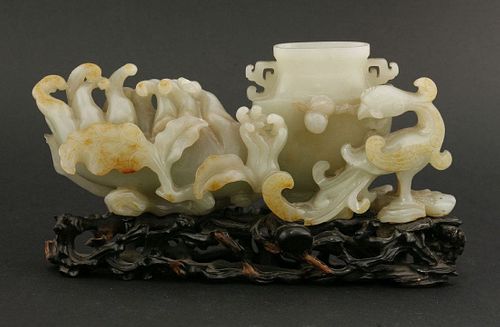 A Chinese ornamental jade Group, late Qing dynasty,