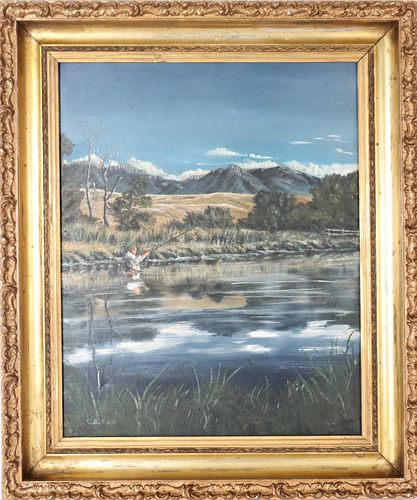 Signed Early 20th C. Rocky Mountain Oil on Canvas