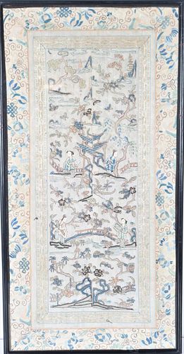 Framed 19th C. Chinese Silk Embroidery