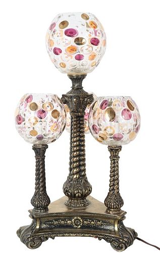 Vintage Three Globe Electric Table Lamp