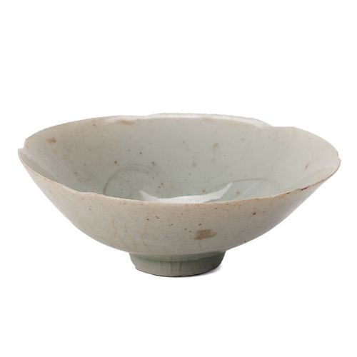 A QINGBAI CARVED FLORAL BOWL