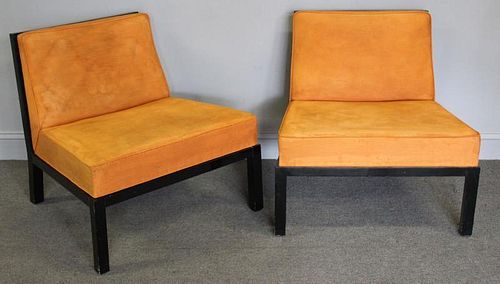 Midcentury Pair of Dunbar Style Slipper Chairs.