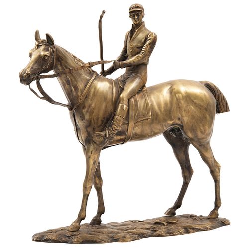 GEORGES HENRI TRIBOUT FRANCIA, (1884-1962) JINETE Fundición en bronce. Incluye base de madera 27 cm