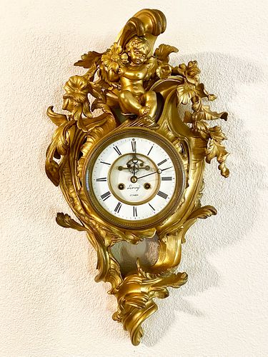 19th Century French Bronze wall cartel Clock By LEROY