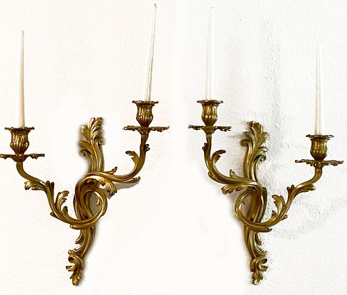 19th C, A Pair of French Bronze wall Sconces