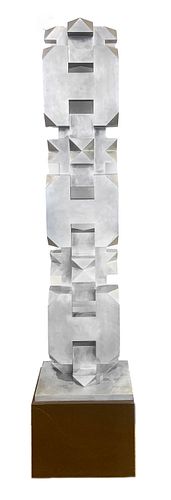 Isaac Kahn Geometric Totem in Metal