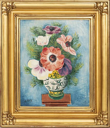 Moise Kisling Anémones Dans un Vase, Oil on Canvas