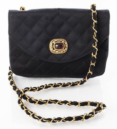 Chanel Black Quilted Satin Handbag