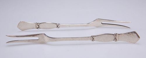 A PAIR OF DANISH STERLING SILVER FORKS, by Christian F. Heise, 1920s, with 