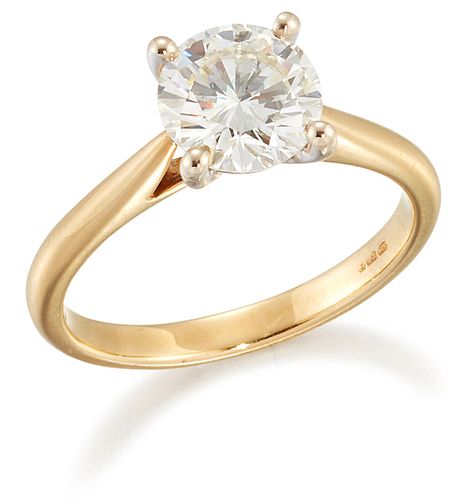 AN 18 CARAT GOLD SOLITAIRE DIAMOND RING, a round brilliant-cut diamond in a