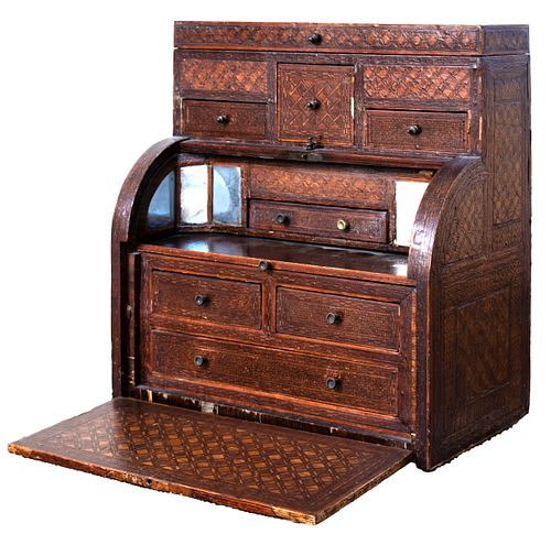 Continental Miniature Inlaid Rolltop Cabinet