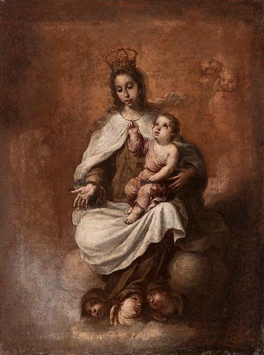 Workshop of BARTOLOMÉ ESTABAN MURILLO (Seville, 1617 - Cadiz, 1682). "Virgin of La Merced". Oil on canvas.