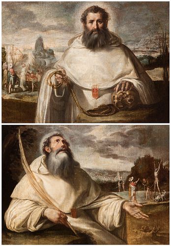 ANTONIO DEL CASTILLO Y SAAVEDRA (Cordoba, 1616 - 1668). 
“San Pedro Armengol” and “San Serapio”. 
Oil on canvas (x2).