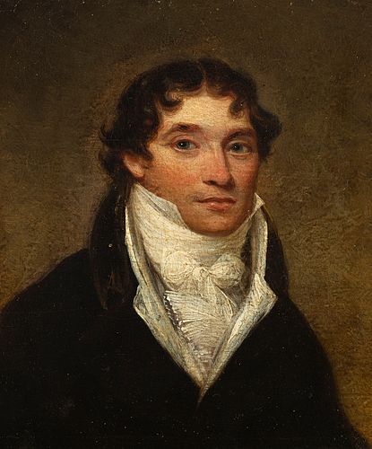 English school; circa 1810. "Portrait of a Gentleman, Oil on panel.
