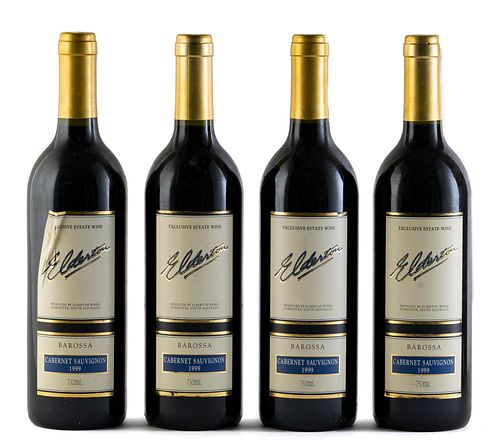 Four Elderton bottles, vintage 1999.
Elderton Wines.
Category: Cabernet Sauvignon red wine. Nurioopta, Barossa Valley (Australia).
Level: A.
750 ml.