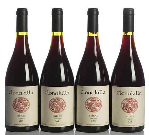 Four bottles Clonakilla Shiraz Viognier 2001.
Category: Red wine. Murrumbateman, Australia.
Level: A.